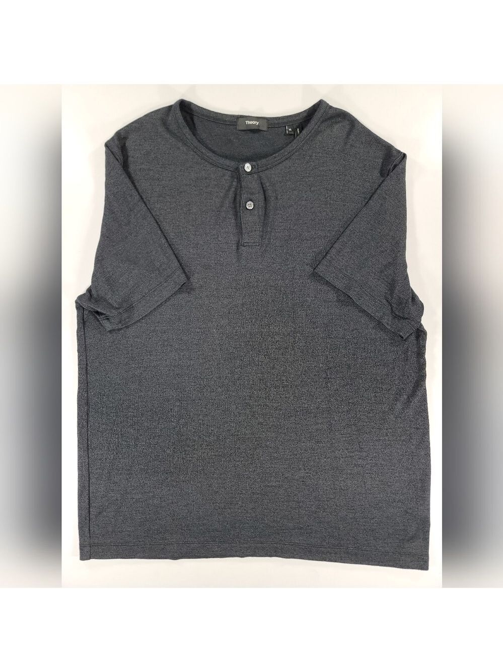 Theory Mens Dark Gray Short Sleeve Henley Shirt XL Modal Blend Stretch Drape